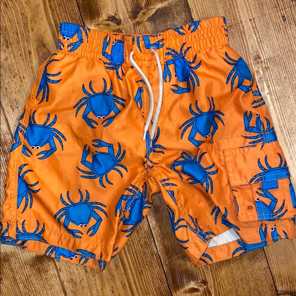 ☠️5/$20☠️ WAVE ZONE | BOYS BLUE CRAB LINED SWIM TRUNKS